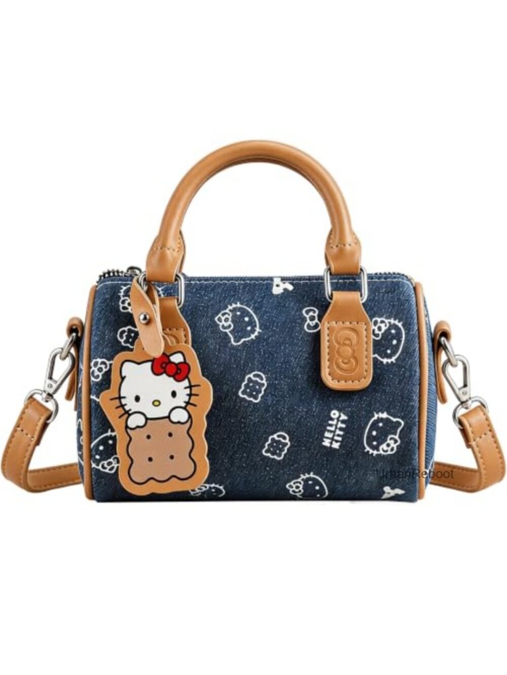 Kawaii Cat Denim Crossbody Bag Adjustable Strap Small Shoulder Handbag